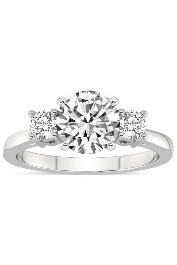 IGI Certified 4 Carat Round Shape Lab Grown Diamond Engagement Ring | 14K White Gold | Intricacy Three Stone Lab Diamond Ring | FG-VS1-VS2 Quality Friendly Diamonds