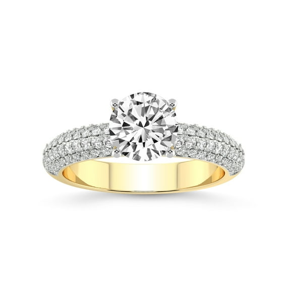 4 Carat IGI Certified Round Shape Lab Grown Diamond Engagement Ring | 14K Yellow Gold |Casimer Side Stone Diamond Ring | FG-VS1-VS2 Quality Friendly Diamonds