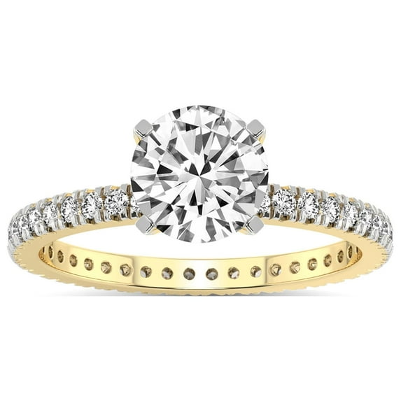 4 Carat IGI Certified Round Shape Lab Grown Diamond Engagement Ring | 14K Yellow Gold | Claire Full Eternity Diamond Ring | FG-VS1-VS2 Quality Friendly Diamonds