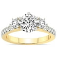 thumbnail image 1 of 4 Carat IGI Certified Round Shape Lab Grown Diamond Engagement Ring | 14K Yellow Gold |Tiara Three Stone Diamond Ring | FG-VS1-VS2 Quality Friendly Diamonds, 1 of 4