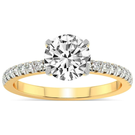 4 Carat IGI Certified Round Shape Lab Grown Diamond Engagement Ring | 14K Yellow Gold | Venetia Half Eternity Diamond Ring | FG-VS1-VS2 Quality Friendly Diamonds