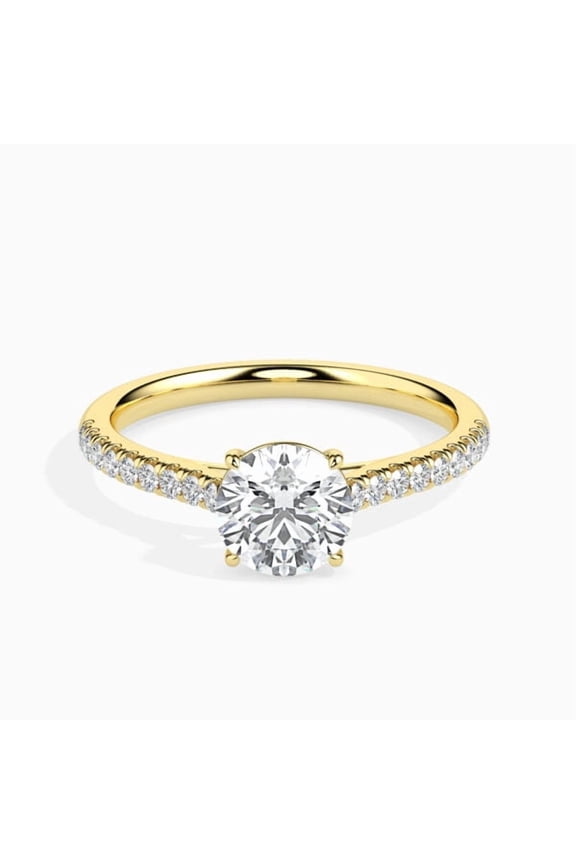 4 Carat Luxurious IGI Certified Lab Grown Diamond Anniversary Ring Solid 10K Yellow Gold | Round Cut Solitaire with Accents Diamond Rings for Women | Size 10 Diamond-Capitals