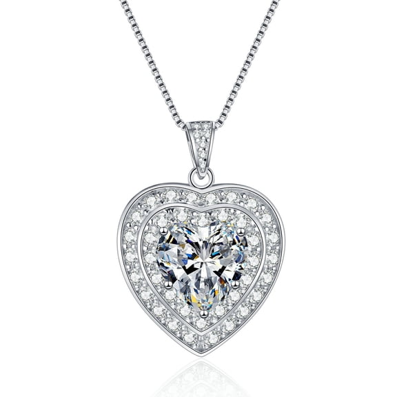 4 Carat Moissanite Necklace for Women D Color VVS1 Heart Pendant Necklace 925 Sterling Silver Chain Necklace Jewelry 45 5CM