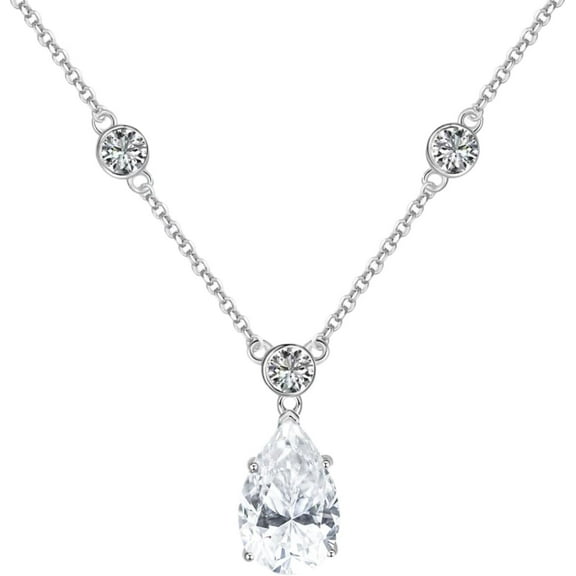 4 Carat Moissanite Pendant Necklace for Women Necklace Diamond Pendant Necklace Sterling Silver Single Diamond Necklace Womens Necklaces Pendant Chain Diamond Pendant Chain