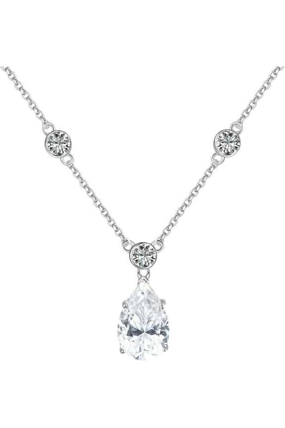 4 Carat Moissanite Pendant Necklace for Women Necklace Diamond Pendant Necklace Sterling Silver Single Diamond Necklace Womens Necklaces Pendant Chain Diamond Pendant Chain