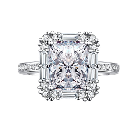 4 Carat Moissanite Ring for Women Wedding Rings Radiant Diamond Anniversary Ring Wife Moissanite Birthday Ring Simulated Diamond Promise Ring 925 Sterling Silver
