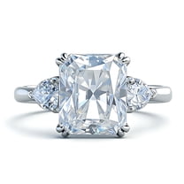 4 Carat Moissanite Rings for Women D Color VVS1 Clarity Emerald/Radiant Cut Engagement Ring 925 Sterling Silver Anniversary Wedding Promise Ring Size 5-9