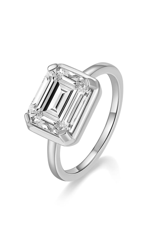 4 Carat Moissanite Solitaire Rings for Women D Color VVS1 Clarity Gold Wedding Band 925 Sterling Silver Emerald Cut Engagement Ring Jewelry Size 5-9