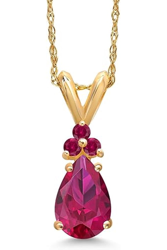 4 Carat Natural 925 Sterling Silver Pear Shape Red Ruby Gemstone Pendant for Women, Elegant Teardrop Birthstone Jewelry