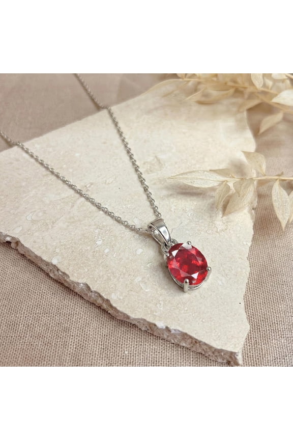 4 Carat Natural Certifed 925 Sterling Silver Red Ruby Gemstone Pendant Woman Gift