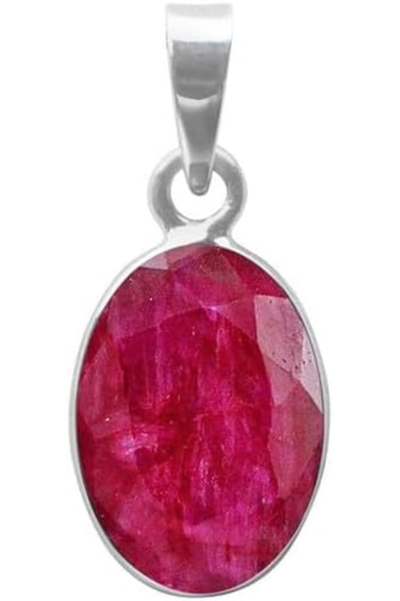 4 Carat Natural Certifed 925 Sterling Silver Red Ruby Gemstone Pendant Woman Gift