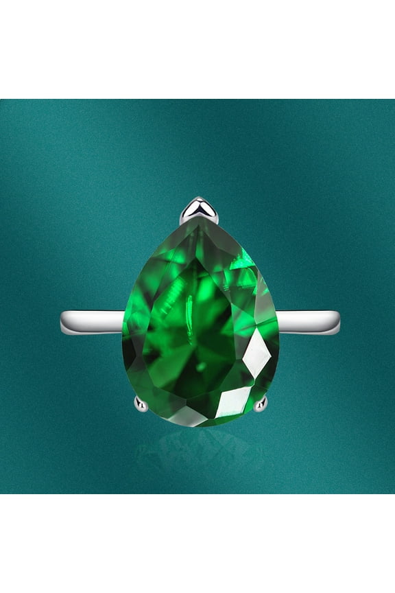 4 Carat Pear Cut Moissanite Engagement Ring for Women 925 Sterling Silver Teardrop Cubic Zircon Simulated Diamond Wedding Princess Solitaire Bands Bridesmaid Gift Open Ring