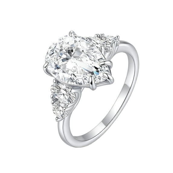 4 Carat Pear Cut Moissanite Ring for Women D Color VVS1 Clarity Gold ...