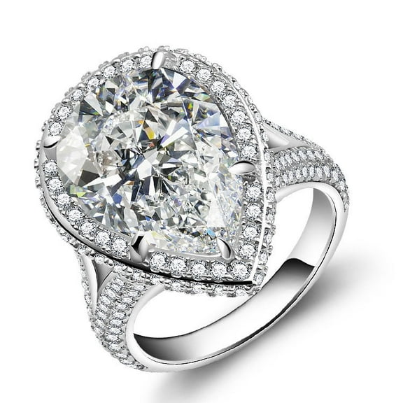 4 Carat Pear Cut Moissanite Rings Women 925 Sterling Silver Moissanite Promise Ring Girlfriend Lab Grown Diamond Wedding Rings Bridal Simulated Diamond Ring for Women