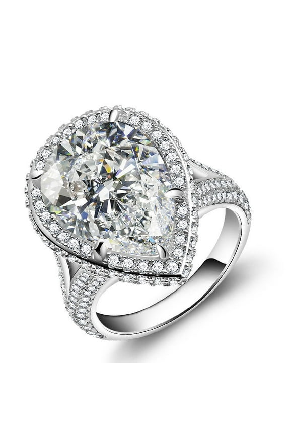 4 Carat Pear Cut Moissanite Rings Women 925 Sterling Silver Moissanite Promise Ring Girlfriend Lab Grown Diamond Wedding Rings Bridal Simulated Diamond Ring for Women