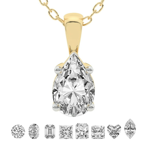 4 Carat Pear IGI Certified Lab Grown Diamond Pendant Necklace For Women | FG-VS Solitaire Pendant Necklace 14K Yellow Gold | Martina Solitaire