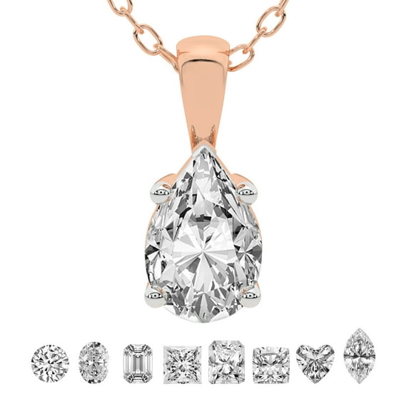 4 Carat Pear IGI Certified Lab Grown Diamond Pendant Necklace For Women | FG-VS Solitaire Pendant Necklace 18K Yellow Gold | Martina Solitaire