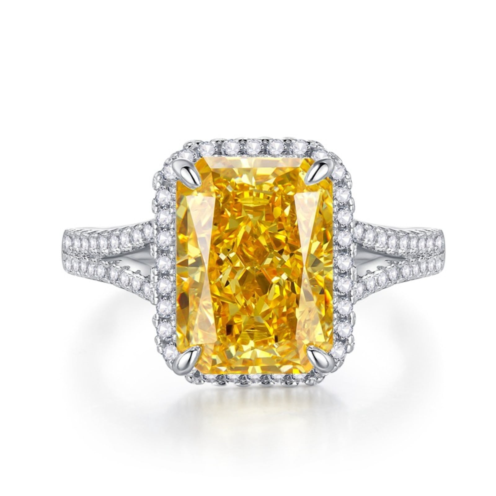 4 Carat Radiant Cut Engagement Rings CZ Wedding Promise Rings for Her ...