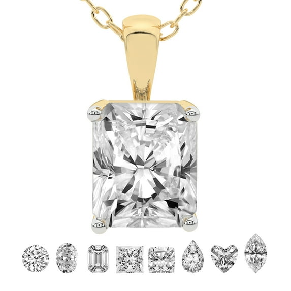 4 Carat Radiant IGI Certified Lab Grown Diamond Pendant Necklace For Women | FG-VS Solitaire Pendant Necklace 14K Yellow Gold | Martina Solitaire