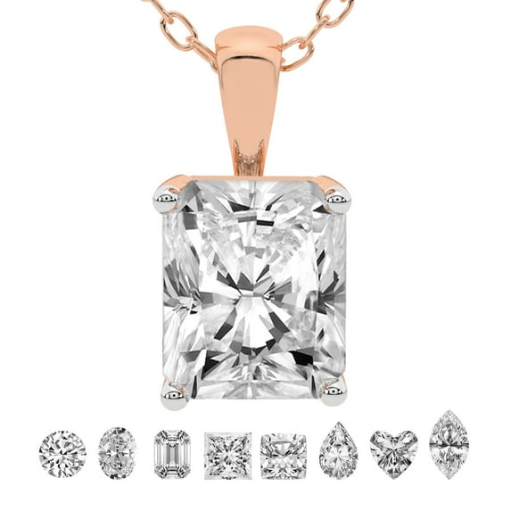 4 Carat Radiant IGI Certified Lab Grown Diamond Pendant Necklace For Women | FG-VS Solitaire Pendant Necklace 18K Yellow Gold | Martina Solitaire