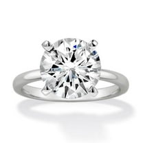 4 Carat Round Brilliant Cubic Zirconia Solitaire Wedding Engagement Rings for Women in Rhodium Plating