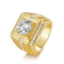 4 Carat Round Cut Moissanite Engagement Ring for Men D Color VVS1 Clarity Moissanite Wedding Band S925 Sterling Silver Gold Rings Men Size 8-12