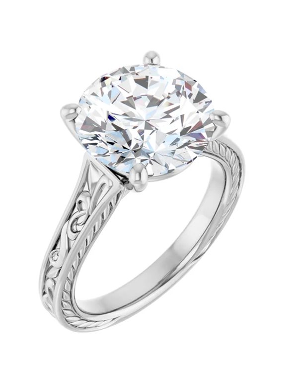 4 Carat Round Lab Grown Diamond Engagement Ring