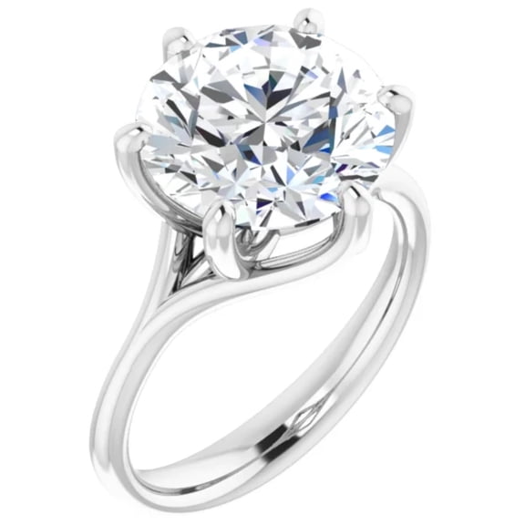 4 Carat Round Lab Grown Diamond Engagement Ring