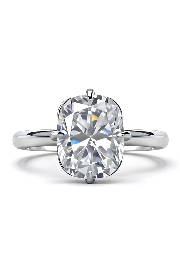 4 Carat Solitaire Moissanite Rings for Women D Color VVS1 Clarity Elongated Cushion Cut Engagement Ring 925 Sterling Silver Wedding Promise Ring Size 5-9
