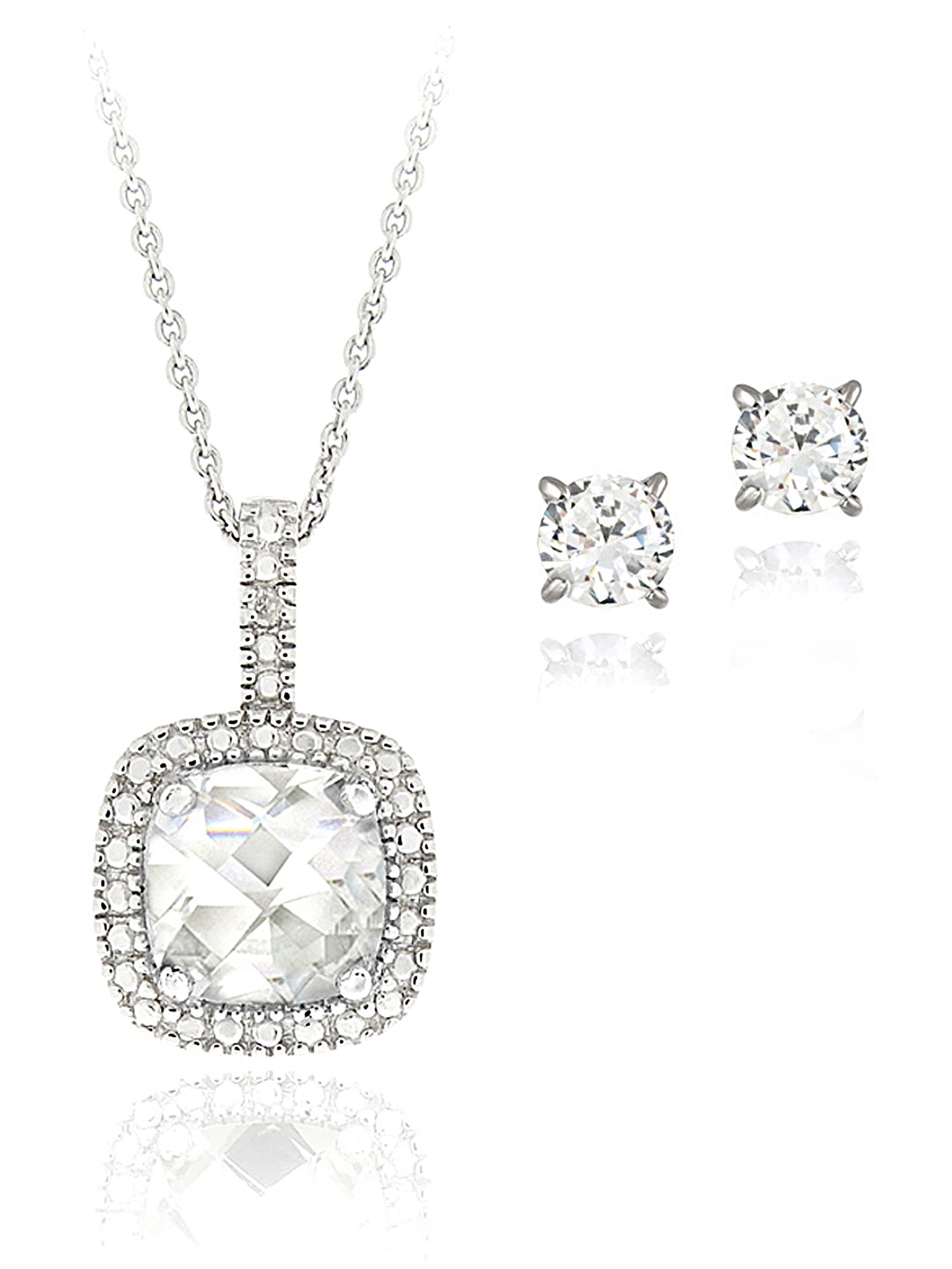 Matching Earring And Pendant Set Sale In 14K White Gold | Fascinating  Diamonds