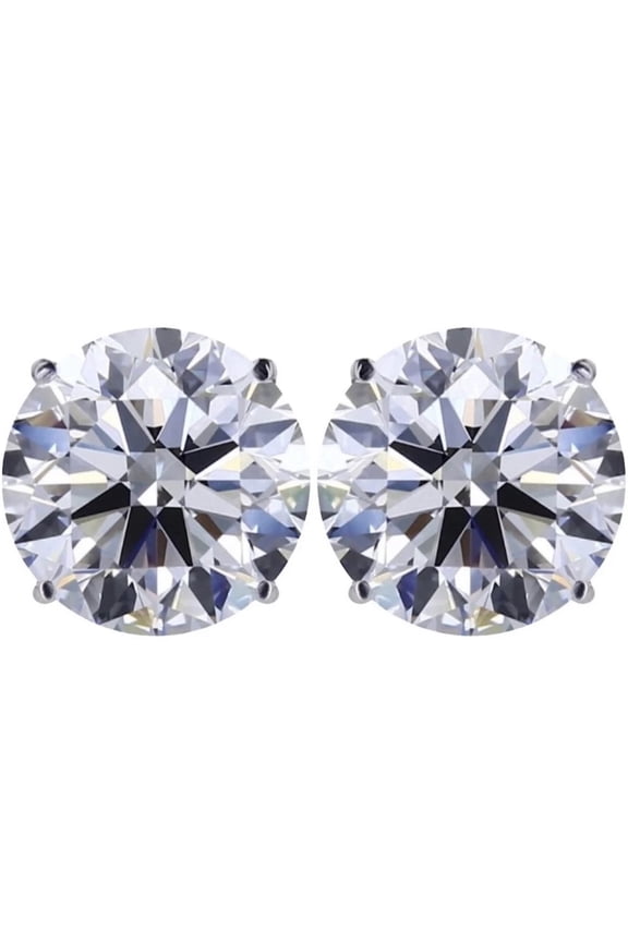 4 Carat VVS Real Lab Grown Moissanite Diamond Round 2 Stud Earrings 925 GRA
