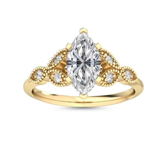 4 Carat (ctw) 14K Yellow Gold Marquise Cut LAB GROWN Diamond Side Stone ...