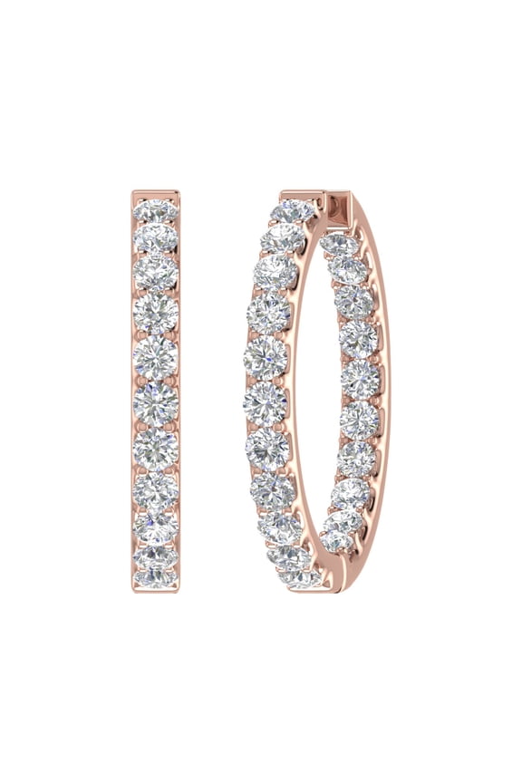 4 Carat (ctw) Inside Out Diamond Hoop Earrings in 14K Rose Gold (I1-I2 Clarity)