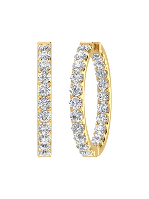 4 Carat (ctw) Inside Out Diamond Hoop Earrings in 14K Yellow Gold