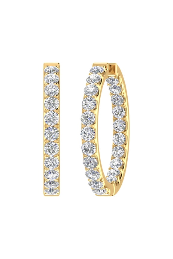 4 Carat (ctw) Inside Out Diamond Hoop Earrings in 14K Yellow Gold