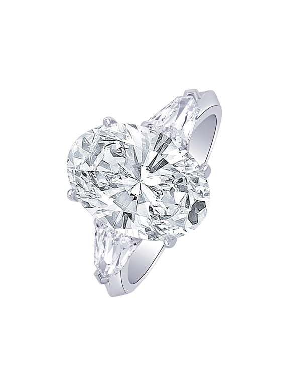 4 Carat (ctw) Platinum Oval,Shield Cut LAB GROWN Diamond Three Stone Engagement Ring (Color H-I Clarity VS1-VS2)