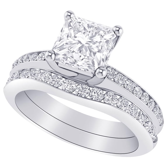 4 Carat (ctw) Platinum Princess Cut LAB GROWN Diamond Engagement Ring ...