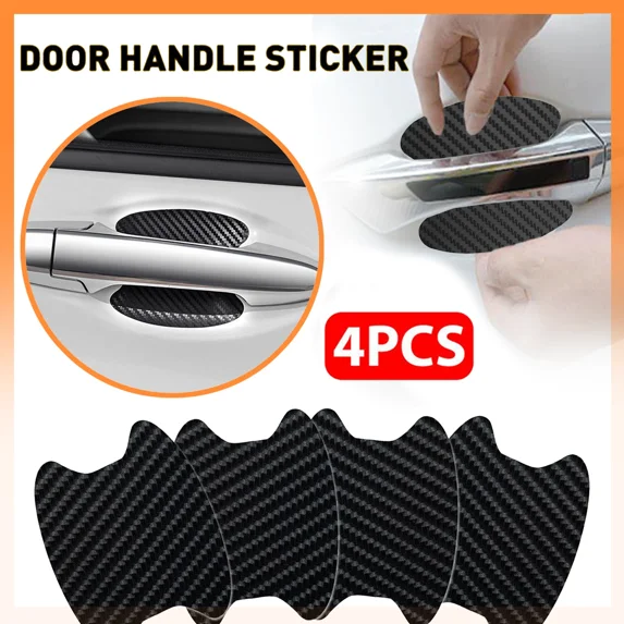 4* Carbon Fiber Car Door Handle Protector Film Anti-Scratch Stickers Accessory