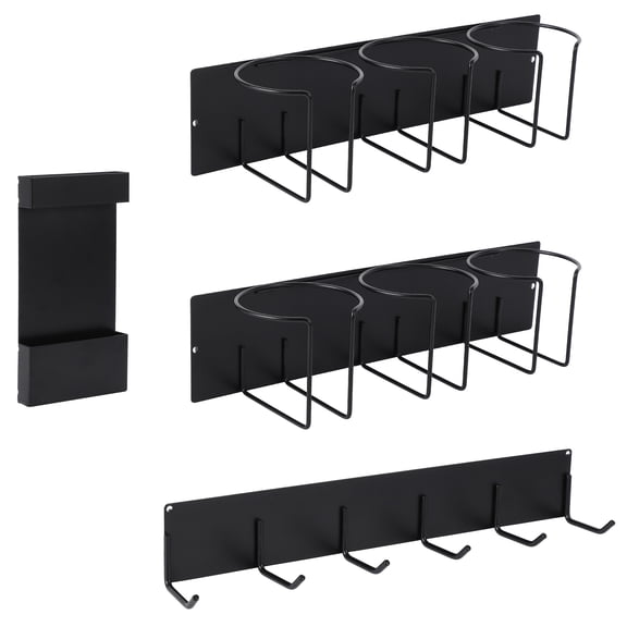 4 Carbon Steel Sixth Generation 3 Cup Holder Black Magnetic Cup Holder, Space Saving Kitchen Rack,Durable Carbon Steel,Multi-Functional Cup Organizer