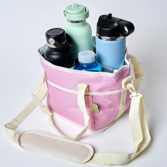 4-Carrier Water Bottle Caddy with Adjustable Strap, Leak-Proof Drink Holder Bag for Car, Travel, and Family Outings