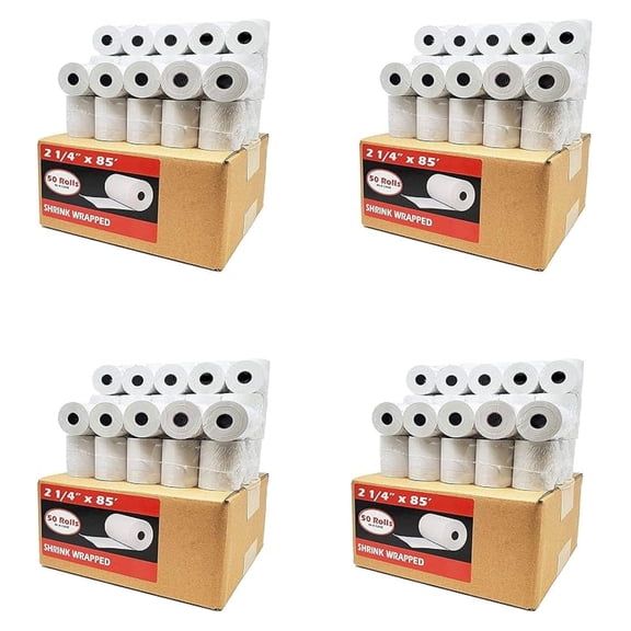 (4 Cases) 2 1/4 x 85 ( GSM Paper thickness) Thermal Paper rolls Fits Most Credit Card Terminals VX510 VX570 FD50 T4220 FD50 FD55 FD130 T4220 T4230