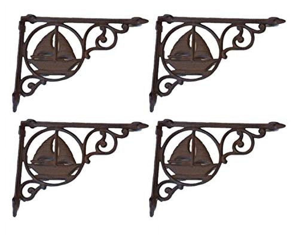 4 Cast Iron Brackets for Nautical Sail Boat Rustic Home Decor and