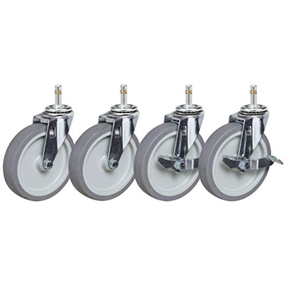 4" Caster Set of Four | 7/16x1-3/8 Grip Ring Stem Mount | 2 with Brakes$$Tools & Hardware Other
