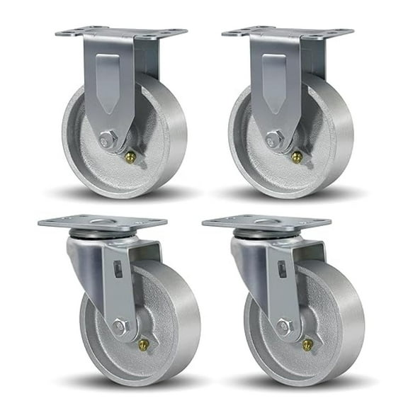 4" Caster Wheels Heavy Duty 1600 lbs，Swivel Casters Set of 4, Industrial Plate Casters, Semi Steel Cast Iron Wheels for Furniture,Workbench (2 Swivel & 2 Rigid)