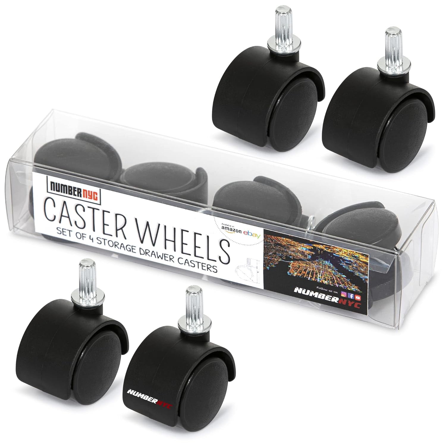 4 Caster Wheels for Plastic Drawers Carts & Storage Drawer Units 2