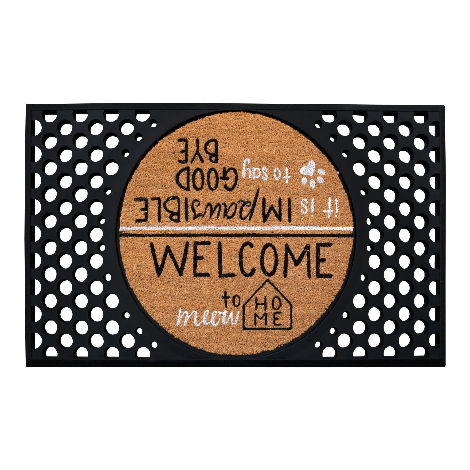 4 Cats & Dogs: Convertible 27 x 43.5" Entrance Mat, Hello & Goodbye (Includes Round Core & Frame)