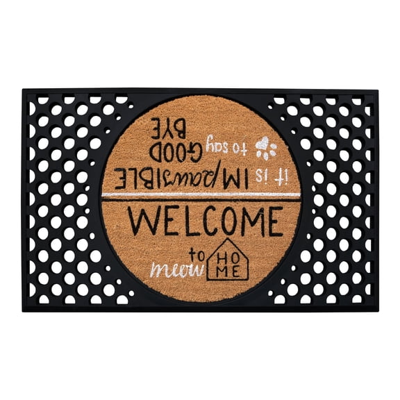 4 Cats & Dogs: Convertible 27 x 43.5" Entrance Mat, Hello & Goodbye (Includes Round Core & Frame)