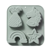 4 Cavity 3D Unicorns Silicone Mold Fondant Cake Border Moulds Chocolate Mould