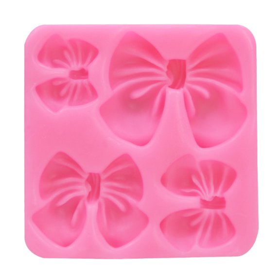 4 Cavity Bowknot Fondant Cake Decorating Silicone Mold Pastry Chocolate Mould Candy Ice Cream Mold DIY Baking Tool