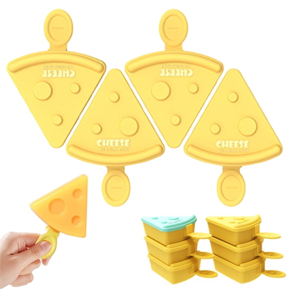 4 Cavity Cheese Ice Pop Maker, Diy Popsicle Mold with Lid – Stackable, Non-Stick Plastic Tray for Homemade Frozen Yogurt, Pudding, and Juice Pops – Dishwasher Safe